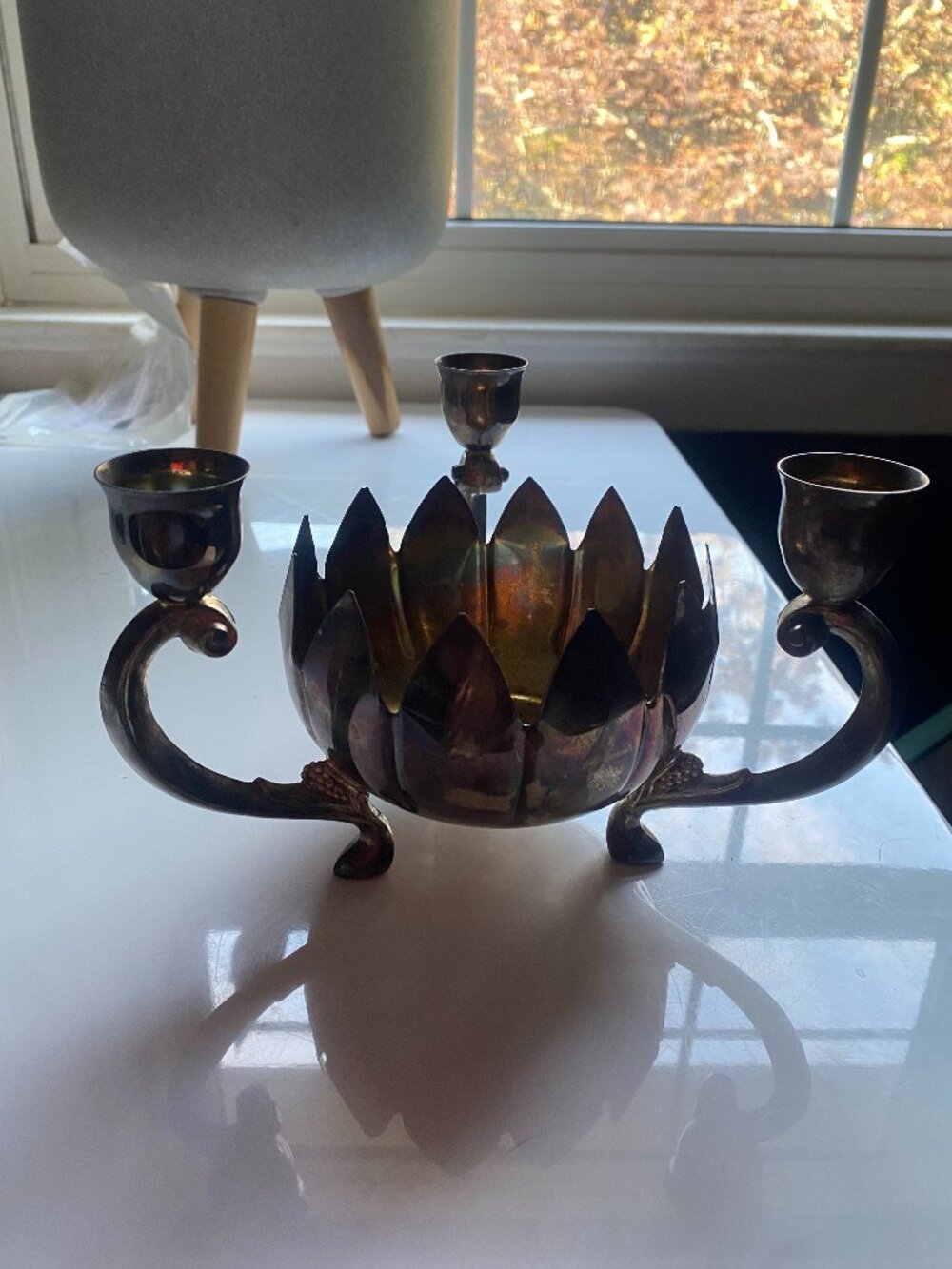 Vintage Silver plated Lotus Flower